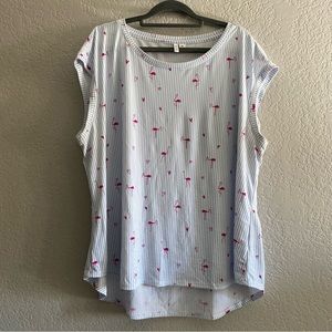 Elle short sleeve flamingo blouse